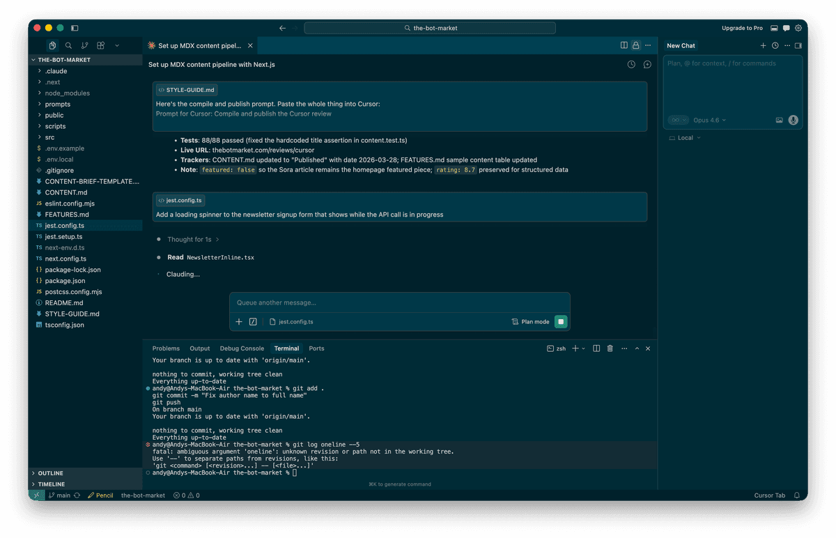Cursor's Composer mode editing multiple files from a single prompt